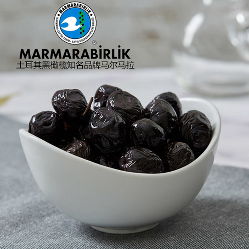 土耳其Marmara birlik马尔马拉牌带核黑橄榄L black olives500g - 图1