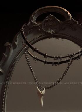 柯林斯 ·「盐不浪的地下室」鲨鱼牙choker手作哥特小众朋克礼物