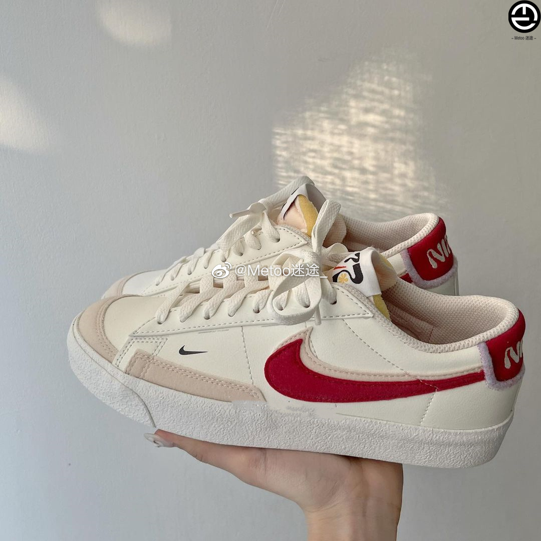 Nike/耐克 Blazer Low '77女子新款奶油胭脂红复古板鞋DX6064-161 - 图1