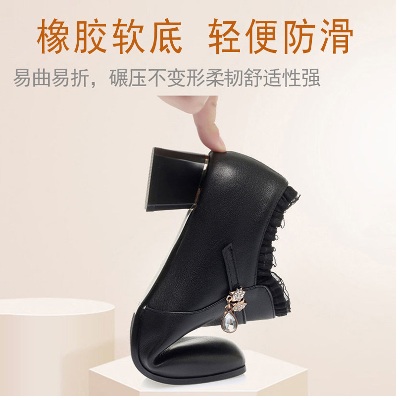 中年女士皮鞋女款走秀高跟鞋单鞋真皮秋季女鞋子妈妈舞鞋蕾丝短靴,淘宝优惠券,粉丝福利购,淘宝优惠卷