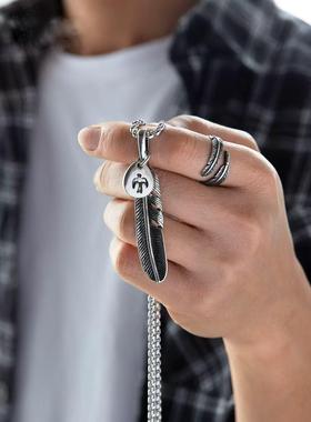 余文乐同款轻奢飞鹰印地安人羽毛