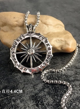 指南针罗盘项链吊坠男潮人个性