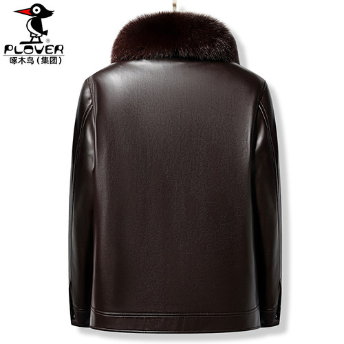 真皮皮夹克男士貂皮大衣狐狸毛领海宁新款皮草黄金貂内胆绵羊皮衣 - 图1