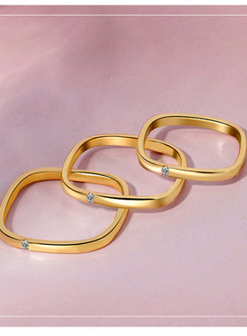 碧雅小方戒戒指抖音方形女款彩金