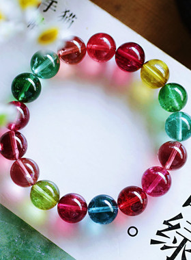 玻璃体天然多圈旺夫石碧玺手链