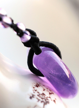 正品天然乌拉圭深色带链子平安扣