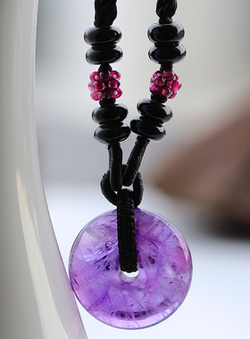 碧雅紫晶正品乌拉圭02深紫色项坠