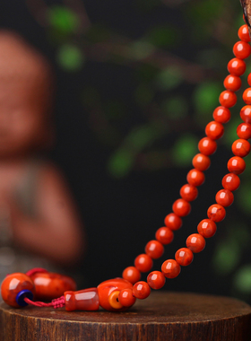 南红玛瑙路路通平安扣佛珠手链