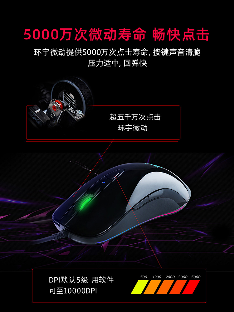 MSI/微星 DS102 V2游戏光电鼠标办公娱乐电竞台式电脑自定义宏 - 图0