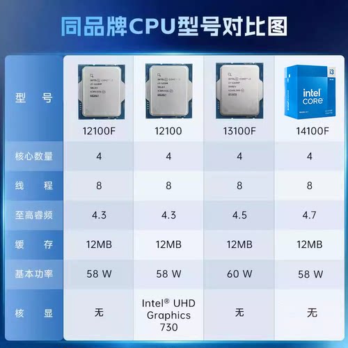 英特尔i3 12100/12100F散片微星H610/B760爆破弹电脑主板cpu套装 - 图0