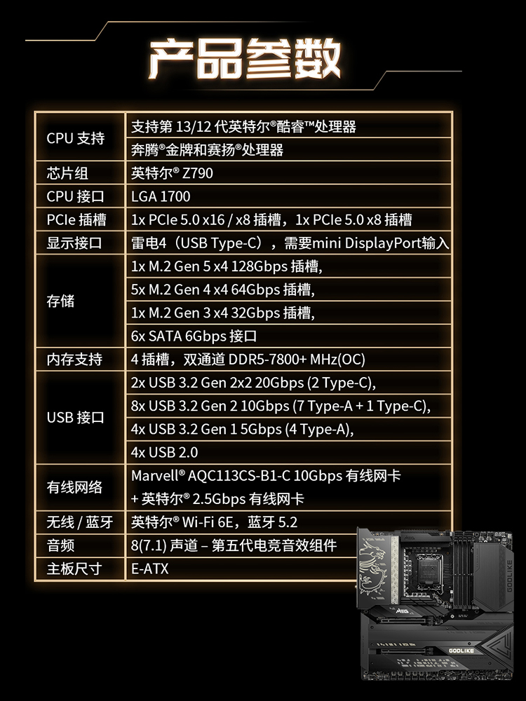 MSI/微星官方MEG Z790 GODLIKE超神台式电脑主机游戏主板ddr5内存 - 图0