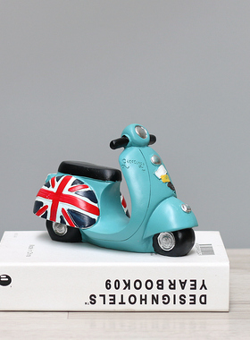 英伦摩托车储钱罐树脂儿童房摆件