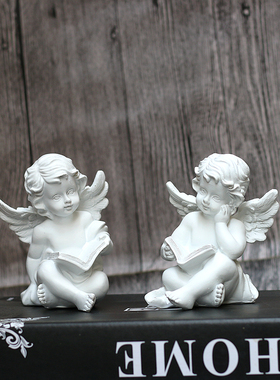 看书可爱风小天使树脂儿童房摆件