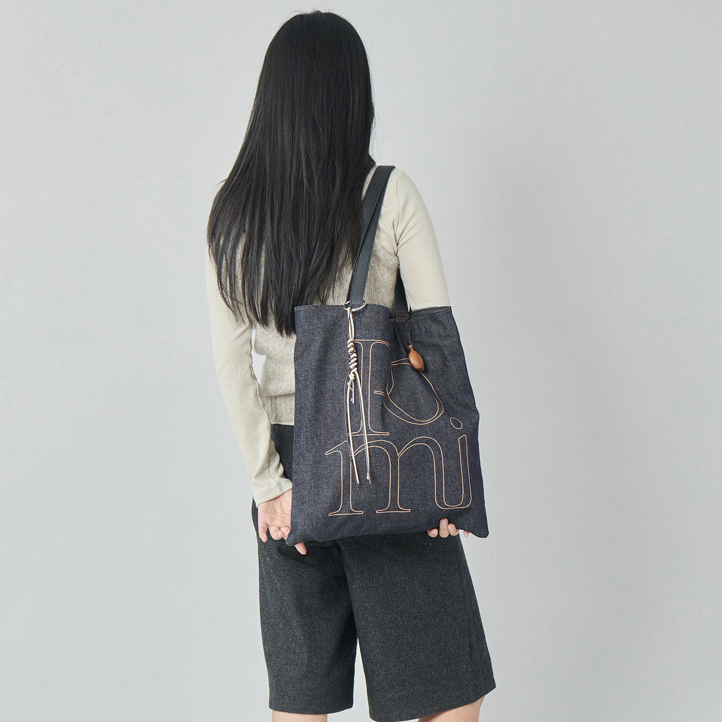 Pomiimo 竖版双面图案AIO大容量百搭旅行通勤字母单肩牛仔帆布包,淘宝优惠券,粉丝福利购,淘宝优惠卷