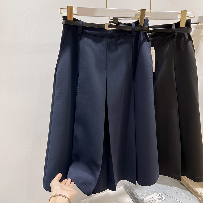 2026新款法式气质显瘦送腰带高腰纯色中长款褶皱西装半身裙女春季,淘宝优惠券,粉丝福利购,淘宝优惠卷