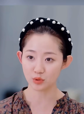 姐姐当家万千惠同款珍珠黑色发箍日韩高级感复古宽边丝绒压发头箍