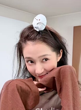 关晓彤同款蓝色卡通可爱毛绒公仔圆子发夹女玩偶碎发刘海夹子发卡