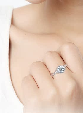 925银一克拉莫桑石戒指女款礼品直播MS1001