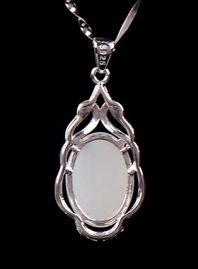 925银项链女银饰品纯银首饰和田白玉吊坠欧美配饰 HTC062