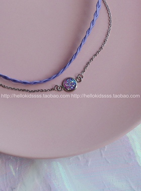 紫色矿石~软萌少女气质双层个性项圈颈带短锁骨链choker