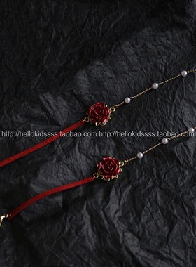 不对称玫瑰复古气质颈链