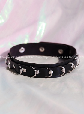 punk锁头环扣黑色摇滚自制手作