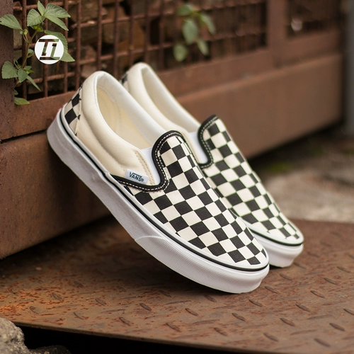 Vanzs Vans Checkerboard Grid Knking Mens and Women Specl на черно -белые классические Lazy Canvas Shoes vn 0eyebww