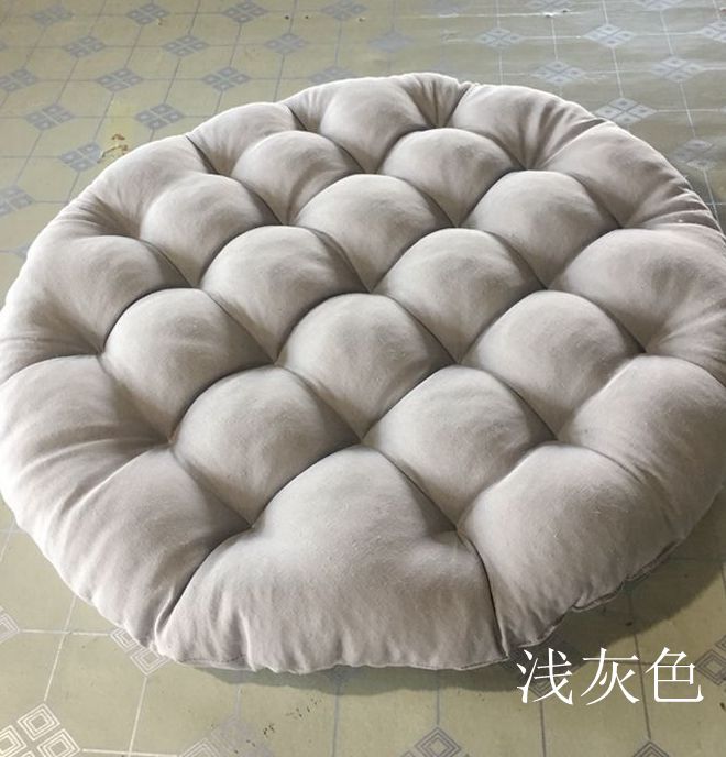 亚麻布圆形塌塌米地垫可定做薄团加厚泡泡垫吊蓝藤椅坐垫圆垫子