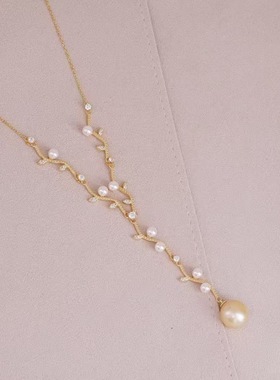 珍珠吊坠配件 s925纯银含项链 多珠配件套链 diy项坠空托手工制作