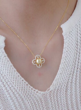 珍珠吊坠配件 s925纯银含项链 配件套链 diy微镶项坠空托手工饰品