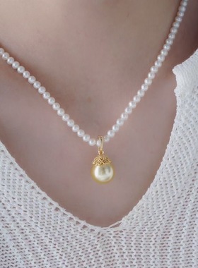 DIY手工制作珍珠项坠多功能开口吊坠银饰 s925纯银半成品空托配件