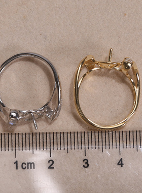 s925纯银戒指环 银饰开口可调节珍珠戒指托 DIY手工制作银配件