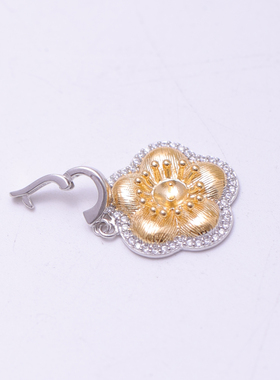 DIY手工制作珍珠项坠多功能开口分色花朵吊坠银饰 s925纯银配件