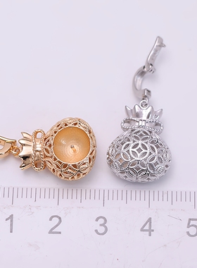 DIY手工制作珍珠项坠多功能开口福袋吊坠银饰 s925纯银半成品配件