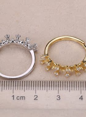 s925纯银戒指环 银饰多珠可调节珍珠戒指托 DIY手工制作银配件