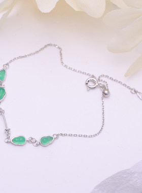 s925纯银手链 diy手工饰品葫芦珍珠手饰弹簧扣尾链抽拉硅胶延长款