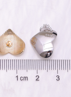 DIY手工制作珍珠项坠爱心吊坠银饰 s925纯银挂坠不含链半成品配件