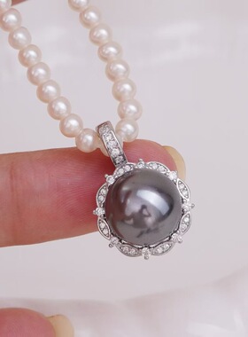 DIY手工制作珍珠项坠多功能开口吊坠银饰 s925纯银半成品空托配件