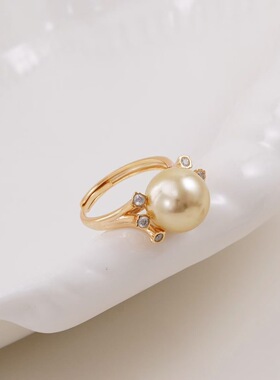 s925纯银银饰戒指配件珍珠饰品diy手工制作微镶开口调节戒指空托