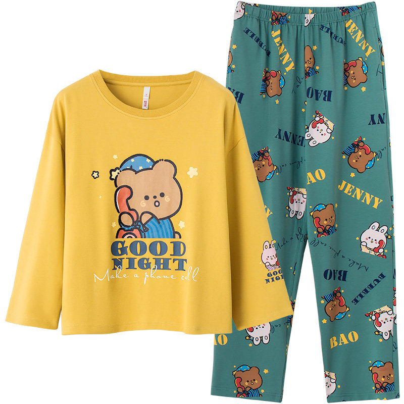 小熊奶黄包联名春秋季纯棉长袖睡衣 黛梦思睡衣/家居服套装