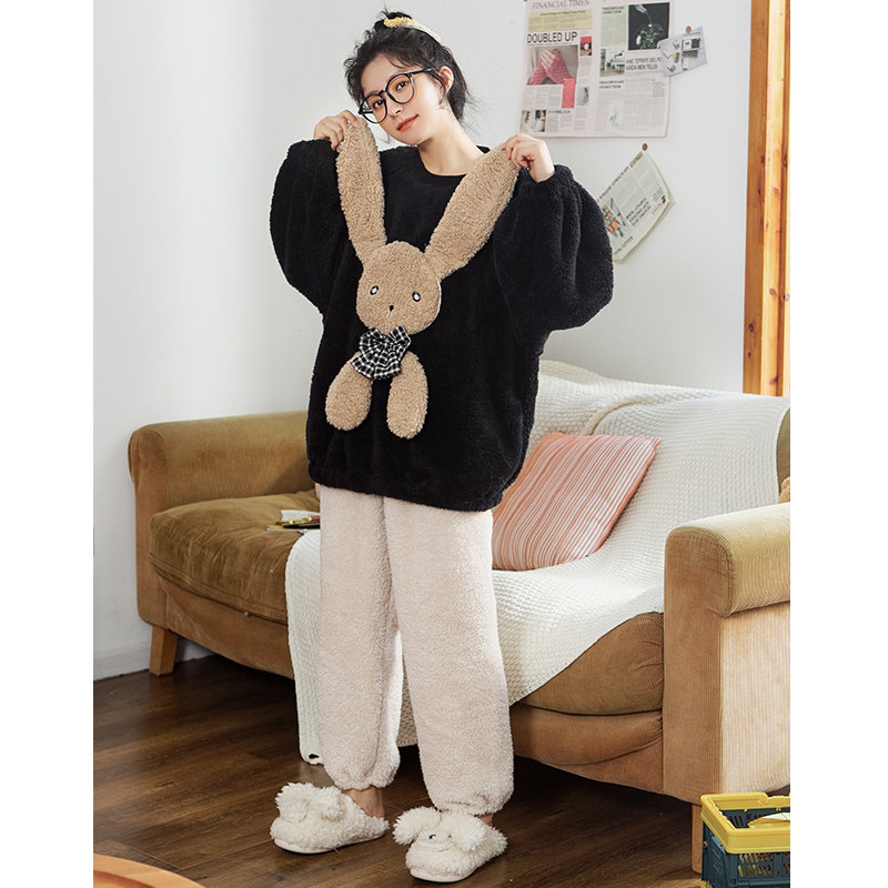 黛梦思可爱少女春秋款珊瑚绒睡衣 黛梦思睡衣/家居服套装