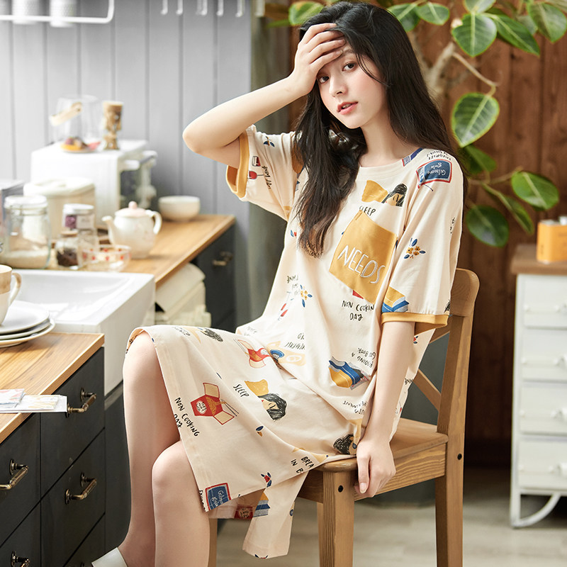 黛梦思短袖夏季可爱可外穿纯棉睡裙 黛梦思睡裙