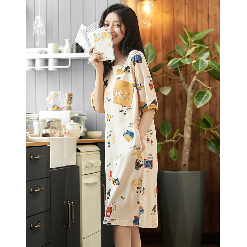 黛梦思短袖夏季可爱可外穿纯棉睡裙 黛梦思睡裙