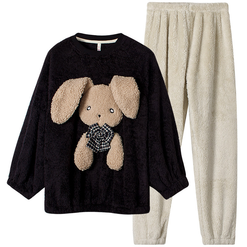 黛梦思可爱少女春秋款珊瑚绒睡衣 黛梦思睡衣/家居服套装