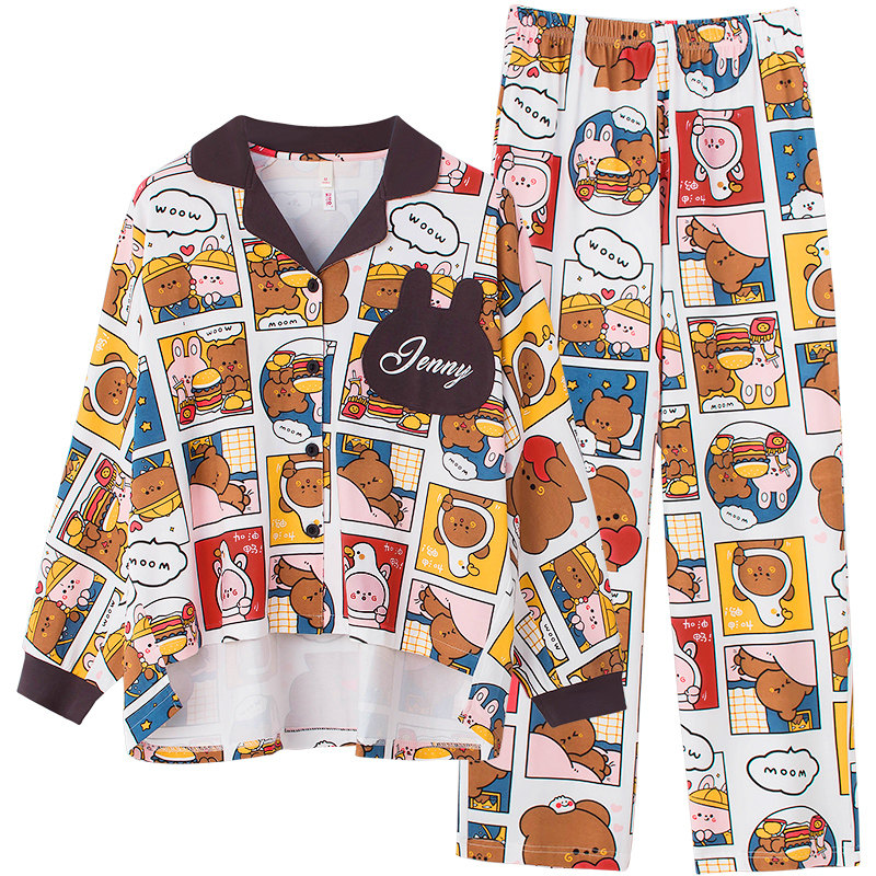 小熊奶黄包联名开衫春秋季纯棉睡衣 黛梦思睡衣/家居服套装