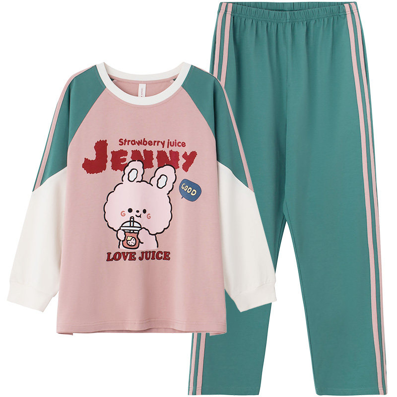 小熊春秋季长袖可爱少女学生 黛梦思睡衣/家居服套装