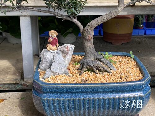 姜太公钓鱼夫假山盆景陶瓷小摆件鱼缸水族造景吸水石装饰庭院创意 - 图0