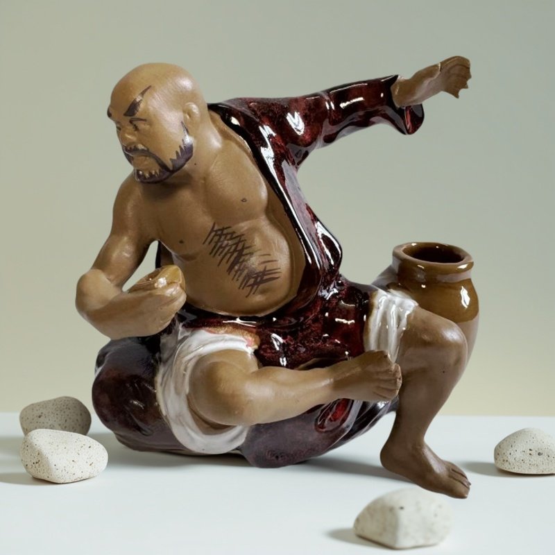 石湾公仔鲁智深陶瓷摆件倒拔杨柳家居盆栽假山造景水浒传人物装饰,淘宝优惠券,粉丝福利购,淘宝优惠卷