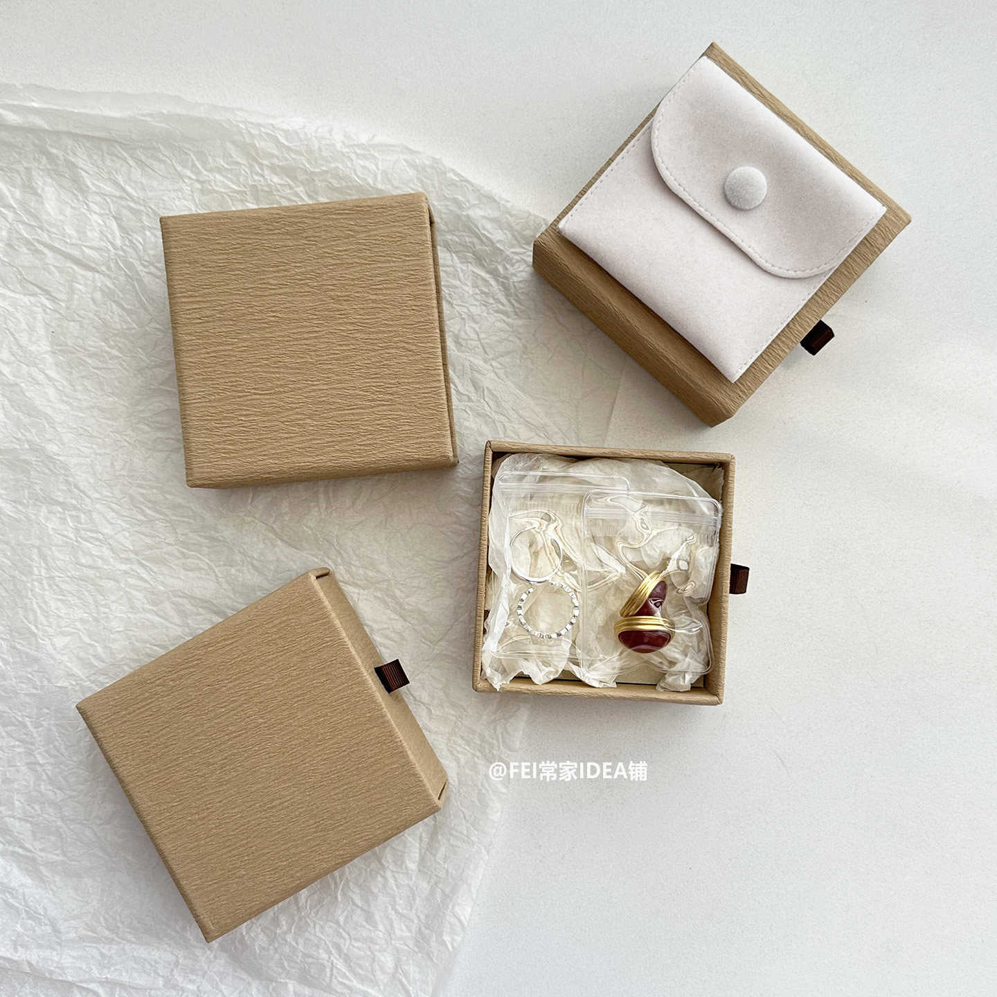 ins风原木色礼物盒小号简约法复古方形抽屉盒耳饰戒指礼品包装盒,淘宝优惠券,粉丝福利购,淘宝优惠卷
