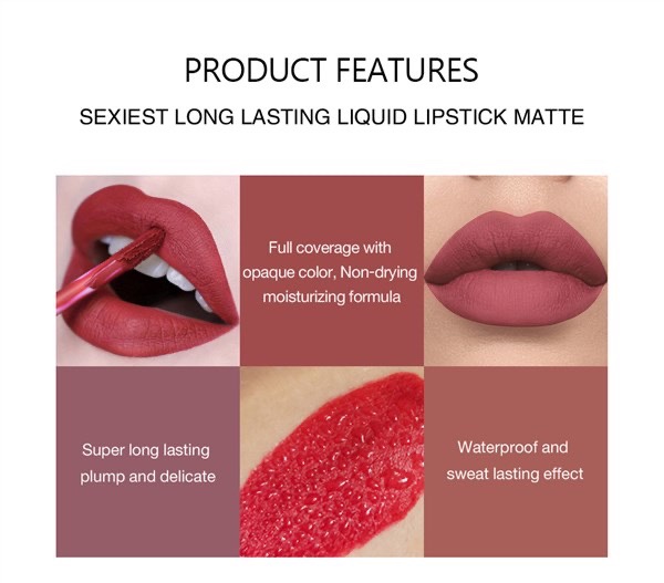 6Pcs/ Matte Lip Gloss Set Liquid Lipstick Waterproof Long - 图1